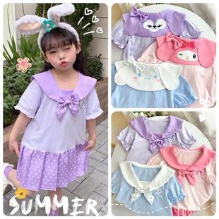 melody女童JK连衣裙cinnamoroll波点百褶裙纯棉日系卡通 2024夏季