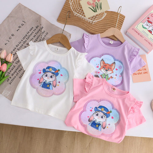 疯狂动物城女童变色短袖T恤薄