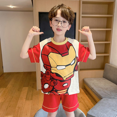 钢铁侠男童夏季睡衣精梳棉