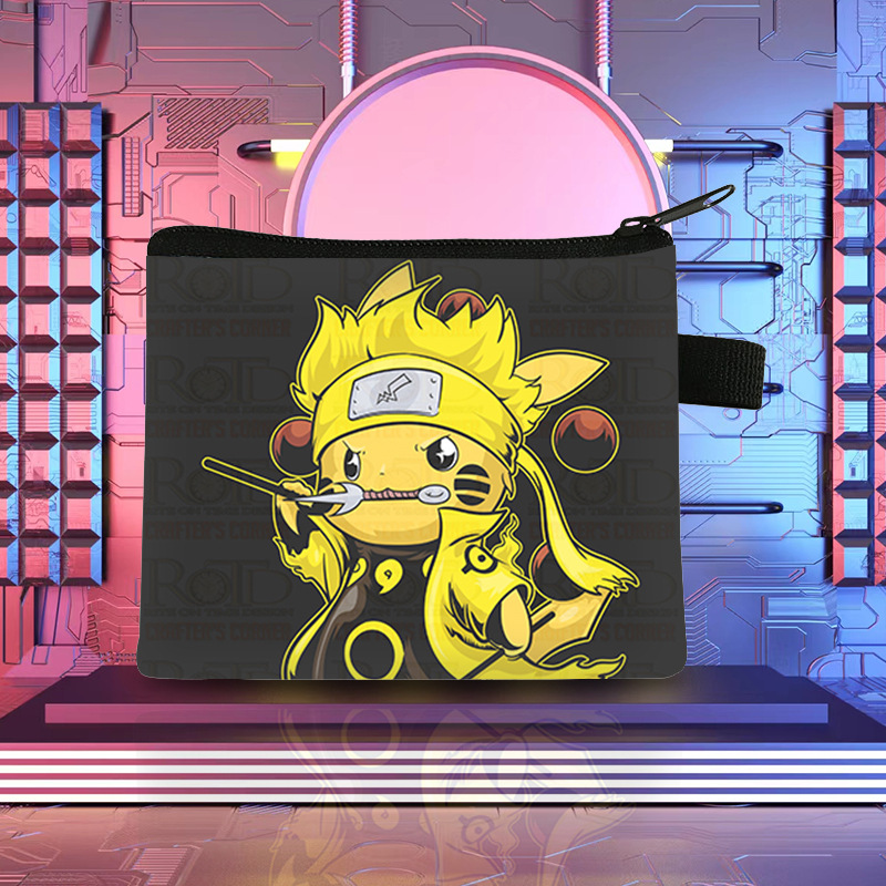 皮卡丘联名零钱包POKEMON便捷学生大容量涤纶卡包收纳包 迷你钱包