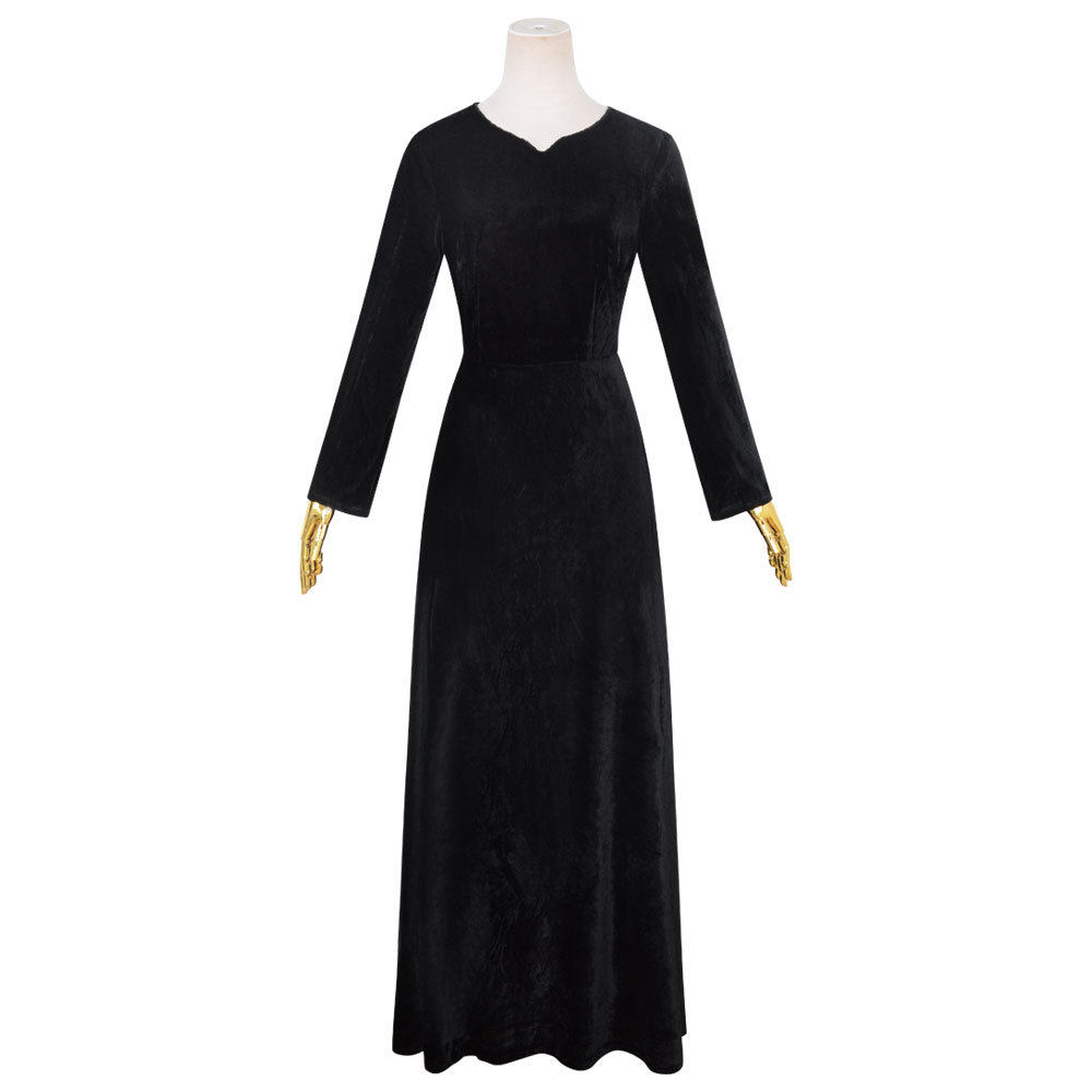 玛奇玛cos服电锯人cosplay女makima 黑色v领金丝绒连衣裙表演服装