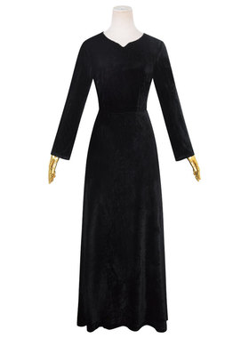 玛奇玛cos服电锯人cosplay女Makima 黑色V领金丝绒连衣裙表演服装