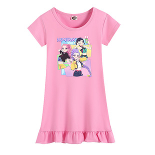 Kpop Demon Hunter猎魔女团女童短袖睡裙 2025夏季牛奶丝家居服薄
