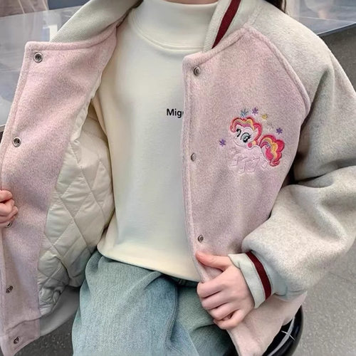 小马宝莉棒球服外套秋冬保暖2025洋气大童加厚上衣my little pony