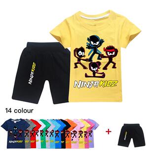 Ninja kidz儿童短袖短裤套装忍者小子运动休闲两件套纯棉透气2024