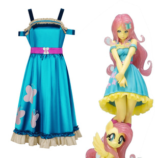 小马宝莉cos服蝴蝶柔柔翩翩腰带蓝色连衣裙cospaly2024万圣节服装
