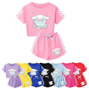 玉桂狗辣妹套装女童短袖短裤cinnamoroll露脐两件套 2024夏季薄款