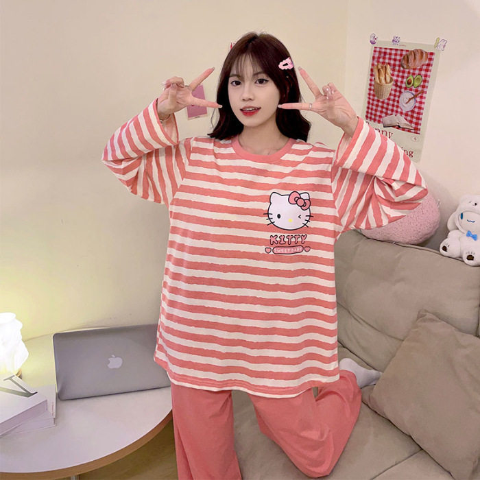 hellokitty睡衣长袖女士精梳棉