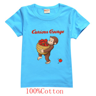 好奇的乔治猴子儿童T恤Curious George 纯棉短袖卡通印花上衣夏季