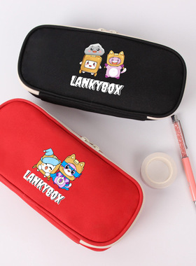 LankyBox纸盒人笔袋卡通帆布文具袋拉链学生收纳铅笔盒便携大容量