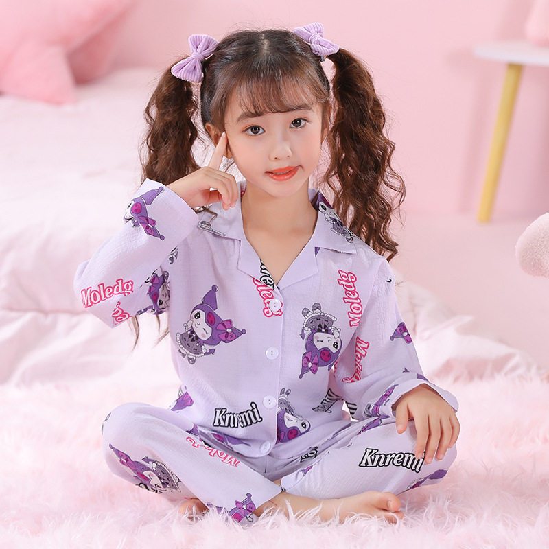 库洛米翻领长袖春秋泡泡棉睡衣