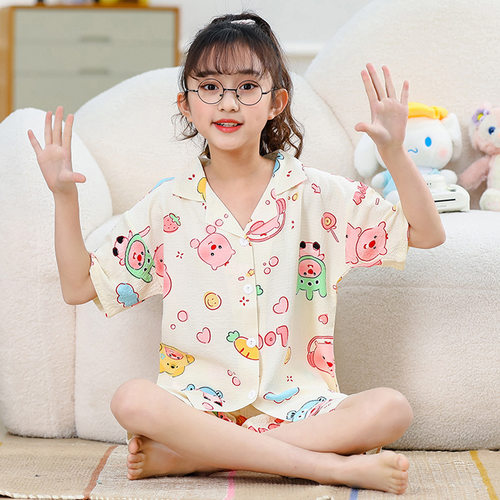 露比儿童睡衣loppy短袖翻领套装