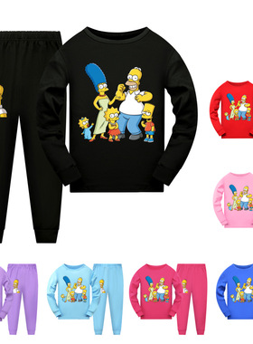 The Simpsons辛普森一家儿童睡衣长袖长裤套装牛奶丝家居服薄2023