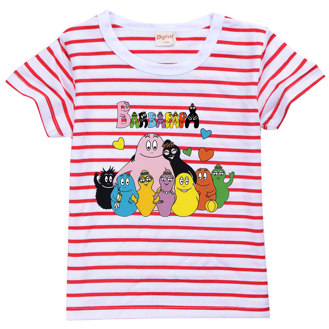 巴巴爸爸动画女童条纹短袖