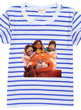 卡通T恤TURNING RED红熊猫儿童短袖2022夏季青春变形记圆领上衣薄