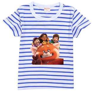 卡通T恤TURNING RED红熊猫儿童短袖2022夏季青春变形记圆领上衣薄