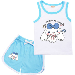 cinnamoroll儿童短袖短裤套装玉桂狗休闲T恤圆领上衣清凉2023夏季