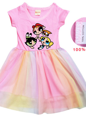 飞天小女警花花泡泡毛毛女童公主裙The Powerpuff Girls 2023夏季