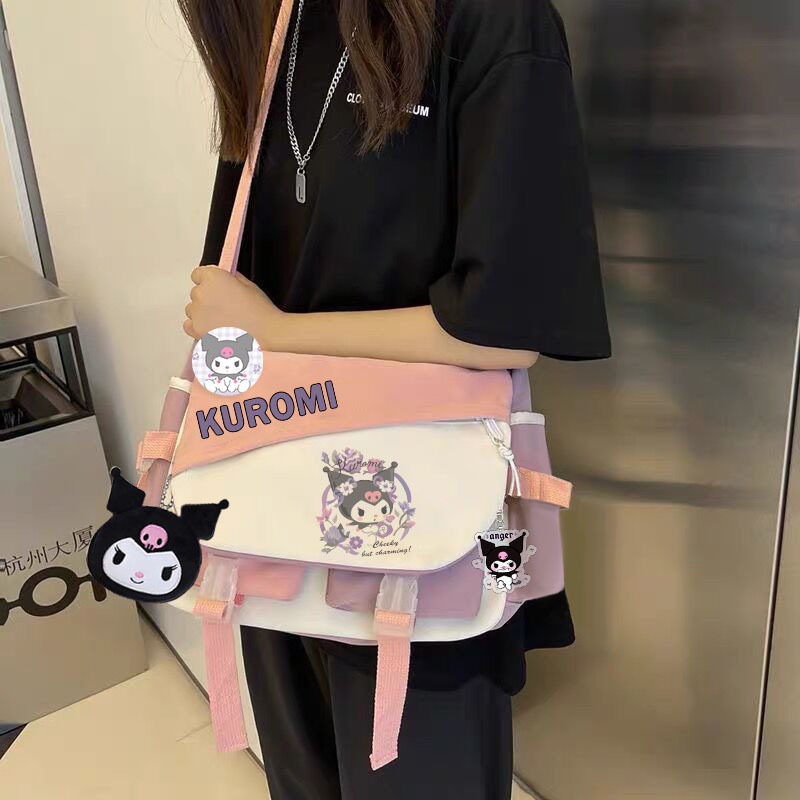 库洛米卡通单肩包联名校园初中生百搭女生大容量斜挎包背包kuromi