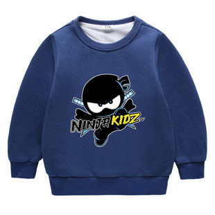 Ninja kidz纯棉圆领加厚长袖忍者小子22防寒保暖宝宝双层加绒卫衣