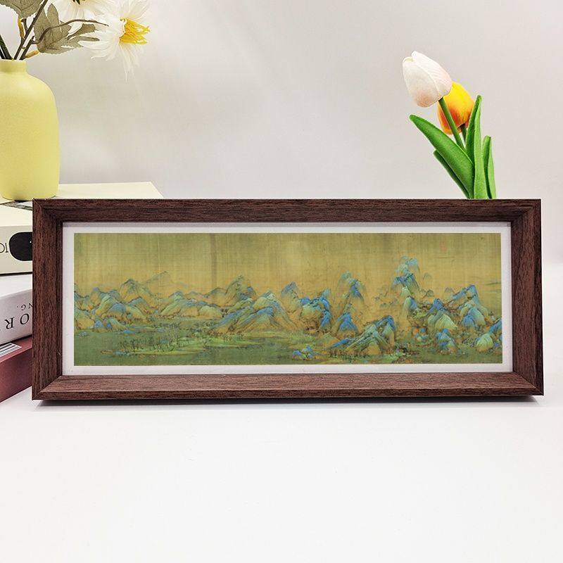 创意文创木质相框摆件千里江山图古典风格名画装饰画横幅桌面摆台,家居饰品,桌面摆台画,淘宝优惠券,粉丝福利购,淘宝优惠卷