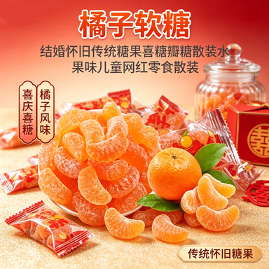橘子软糖结婚怀旧传统糖果喜糖瓣糖散装水果味儿童网红零食散装
