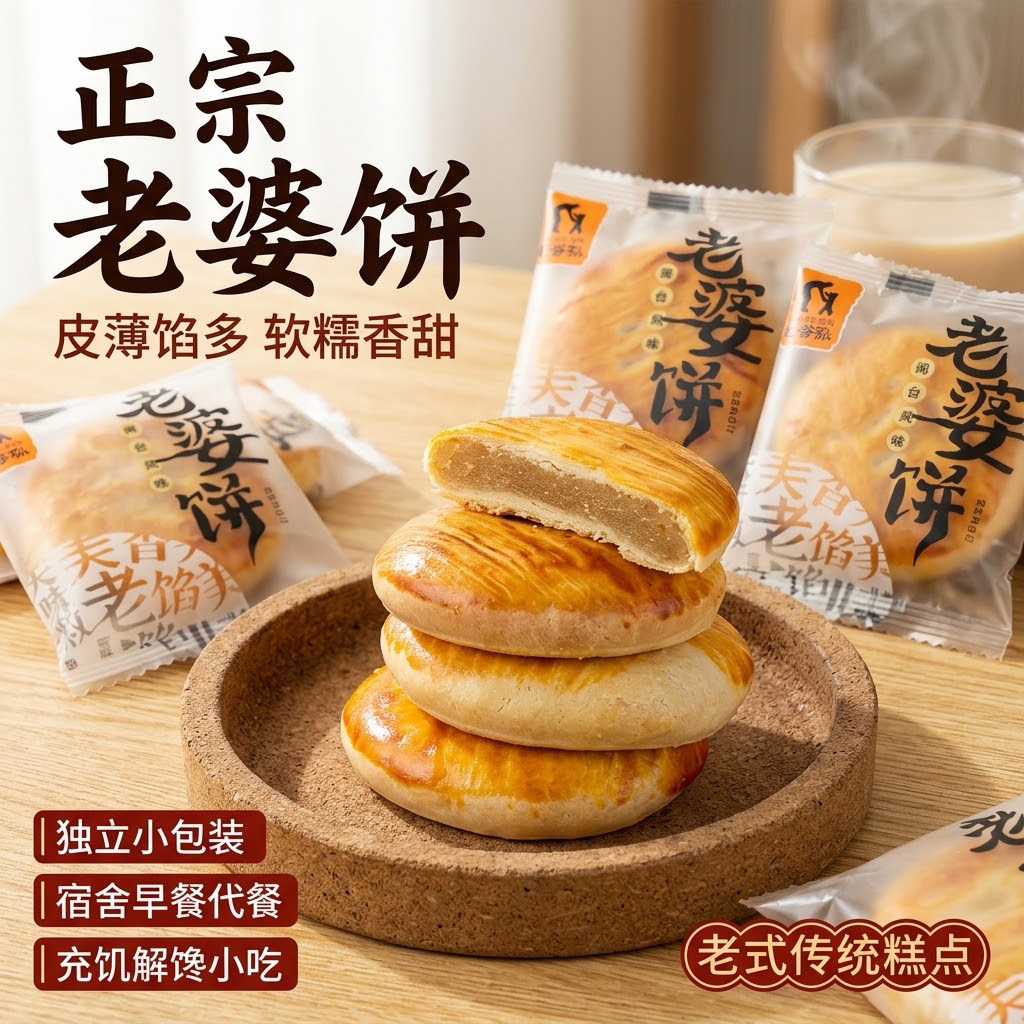 正宗老婆饼软糯休闲零食老式糕点学生宿舍早餐代餐充饥解馋小吃