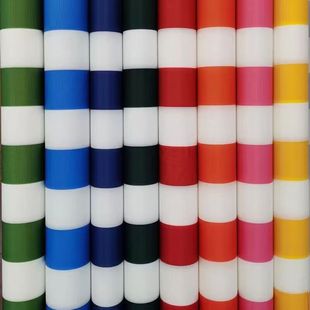 印花条纹牛津布红白条布料网红货架顶篷布桌布室内展示架顶棚布