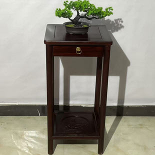 黑酸枝木花架置物架中式植物盆景架带抽屉客厅全实木家具2025新款