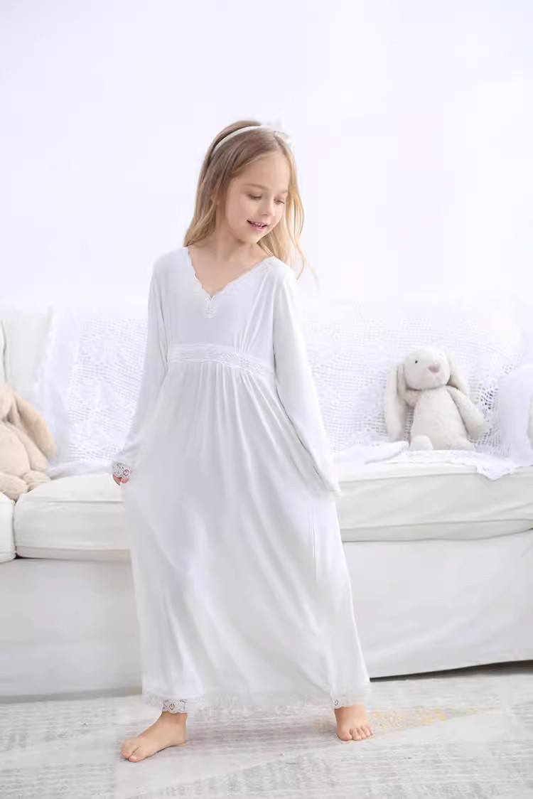 春秋季女童装中大童长袖长款纯棉欧美韩版公主睡裙衣家居服