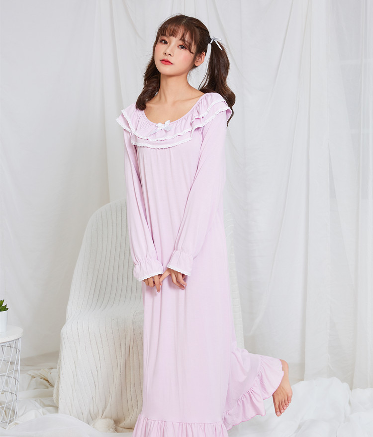莫代尔长款超柔软公主风家居服