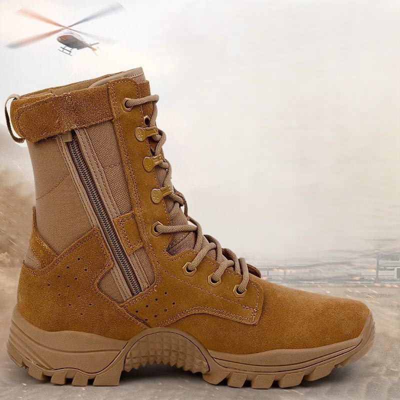 新式男鞋加绒轻便战术靴拉链高帮防水战靴保暖训练靴作战训靴登山,流行男鞋,高帮鞋,淘宝优惠券,粉丝福利购,淘宝优惠卷