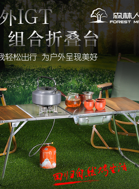 IGT炉子户外燃气炉便携式移动灶台烧烤炉露营野外炉具野餐桌椅折