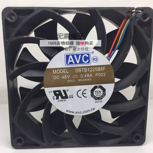 原装 12025 DBTB1225B8F 48V 0.48A 12厘米 4线大风量散热风扇