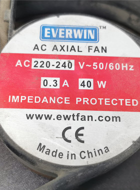 全新EVERWIN 220-240V 0.3A 40W 17251 17CM轴流风机机柜散热风扇
