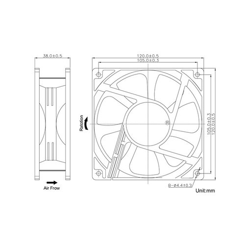 SXDOOL SXD12038B24H DC 24V 0.50A 120x38mm 12厘米散热风扇