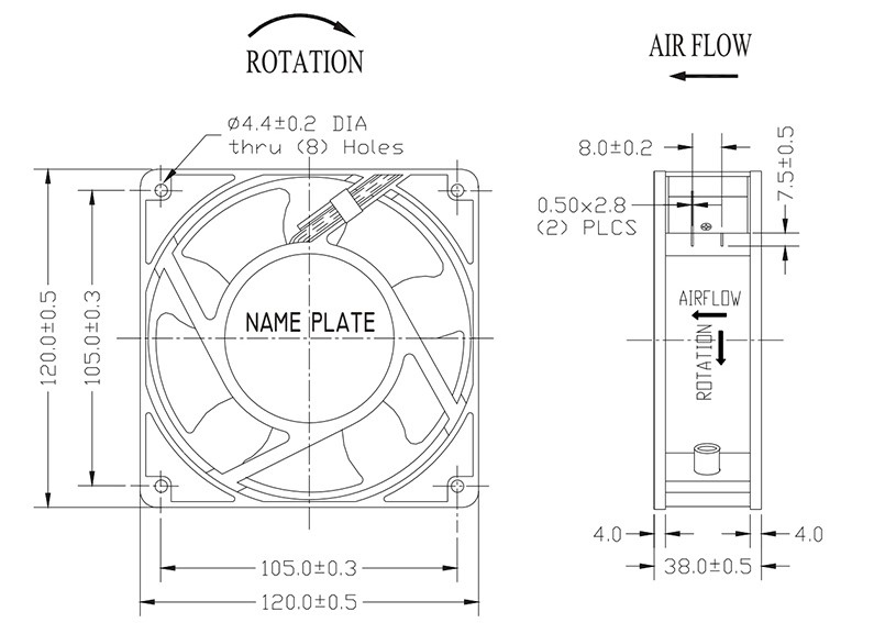 巨丰源 JFY-12038A2SL/T 0.14A 30W 120x38MM  12厘米散热风扇