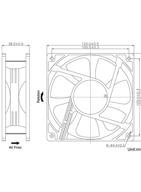 YCHB FD2412-D1112E DC 24V 0.40A ZP 120x120x38mm 12厘米风扇