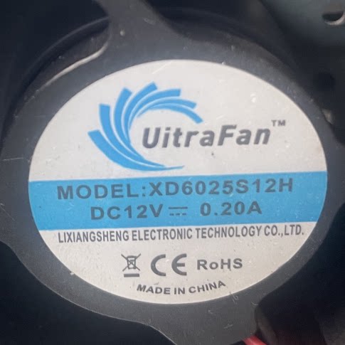 UitraFan XD6025S12H DC 12V 0.20A 60x60x25mm 6厘米散热风扇