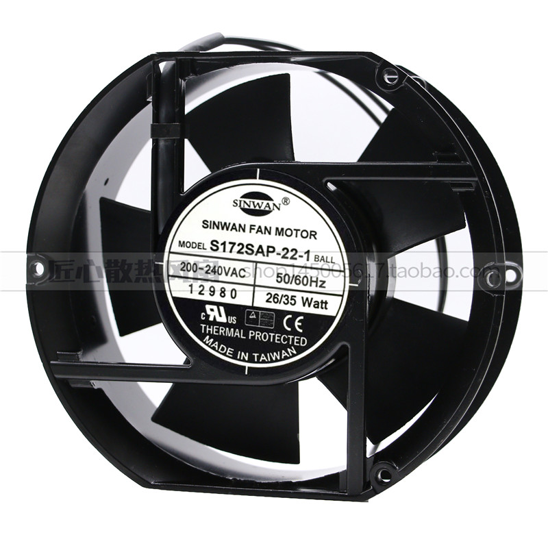 原装台湾SINWAN S172SAP-22-1 200/240V 26/35W 17CM铝框金属风机