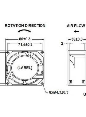 SOFASCO sA8038V2H 80x80x38mm 8厘米交流散热风扇