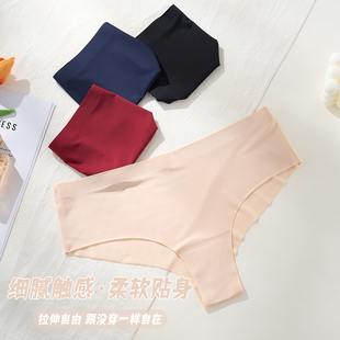 冰丝无痕纯色运动瑜伽隐形轻薄三角裤 中腰透气欧美辣妹女生内裤