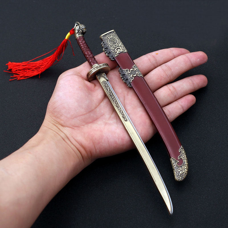 锦衣卫绣春刀红色古代汉剑合金武器模型带鞘模型玩具武器桌面摆件