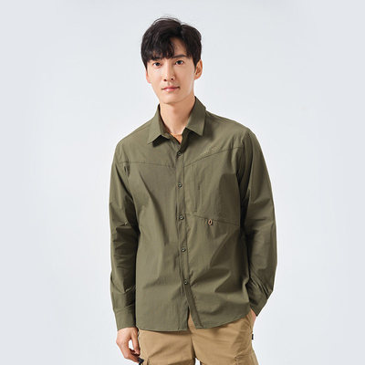 探路者衬衫男 春夏新款户外轻薄舒适透气休闲长袖衬衫TAKK81245