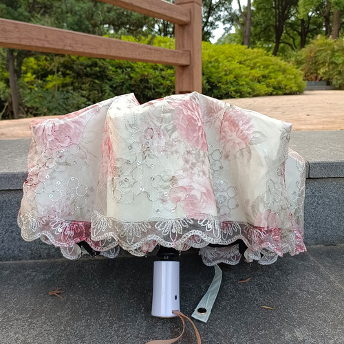 双层防晒紫外线黑胶遮阳伞自动蕾丝刺绣太阳伞公主伞晴雨伞女洋伞