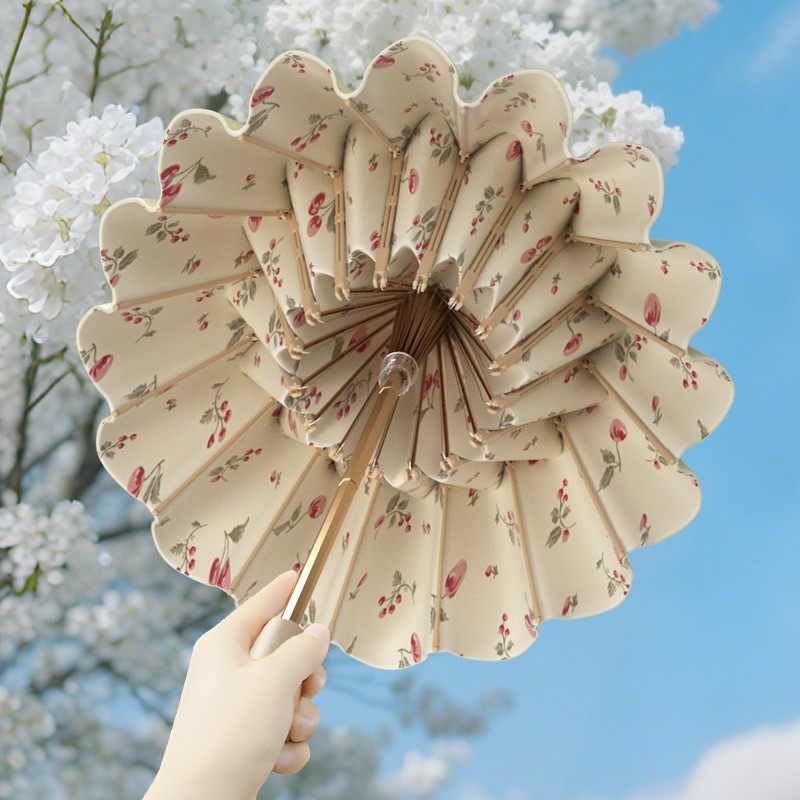 高颜值16骨彩胶太阳伞清新晴雨两用防晒遮阳三折双人折叠大号雨伞