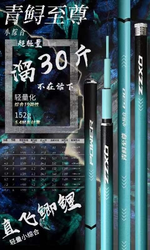 青鲟至尊新品小综合杆6H19调超轻超硬平起5斤溜鱼控鱼30斤高碳杆