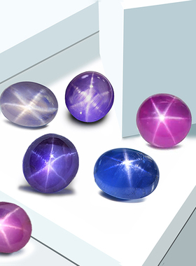 XG2斯里兰卡彩色星光蓝宝石镶嵌戒面吊坠耳钉裸石定制新品现货女