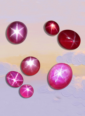 XG4天然无烧星光彩色红紫色蓝宝石18K金镶嵌戒指吊坠耳钉手链新