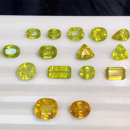 XS2天然榍石彩色宝石精切刻面18K金镶嵌戒指耳环手链吊坠新品现货